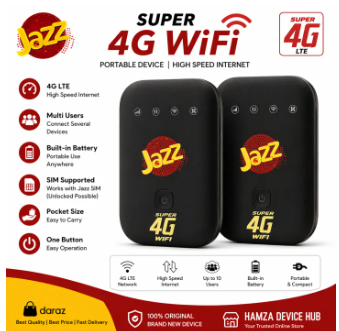 Jazz MF673 WiFi Device | Portable 4G LTE Mifi Router | Battery Powered Hotspot